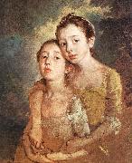 GAINSBOROUGH, Thomas The Artist s Daughters with a Cat oil painting artist